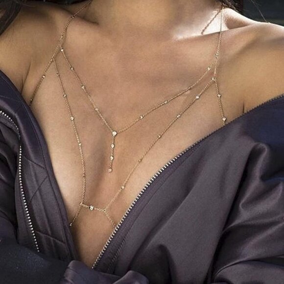 🆕 Women Gold Sexy Bikini Waist Chain Body Layered Crystal Rhinestone Jewelry - Picture 6 of 7